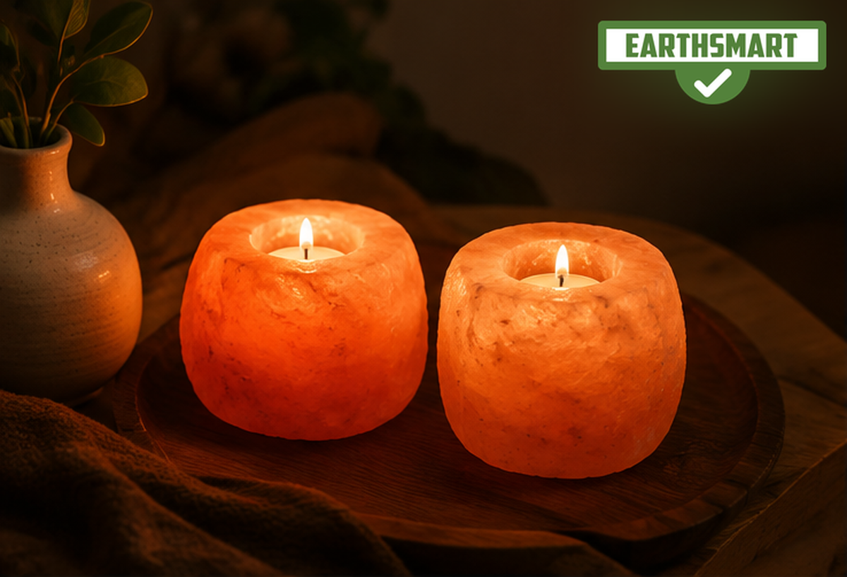 INDUS VALLEY PINK SALT CANDLE HOLDER -  Beautifully hand crafted from organic Himalayan Pink Salt.