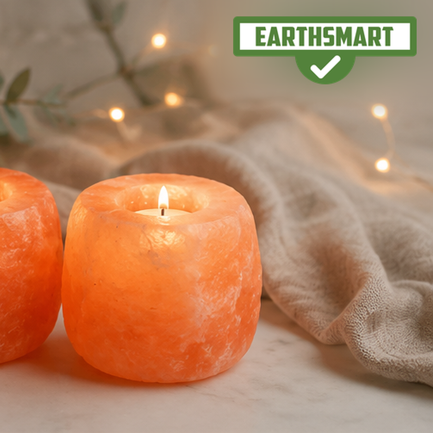 INDUS VALLEY PINK SALT CANDLE HOLDER -  Beautifully hand crafted from organic Himalayan Pink Salt.