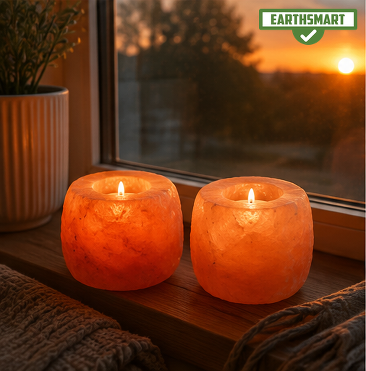 INDUS VALLEY PINK SALT CANDLE HOLDER -  Beautifully hand crafted from organic Himalayan Pink Salt.