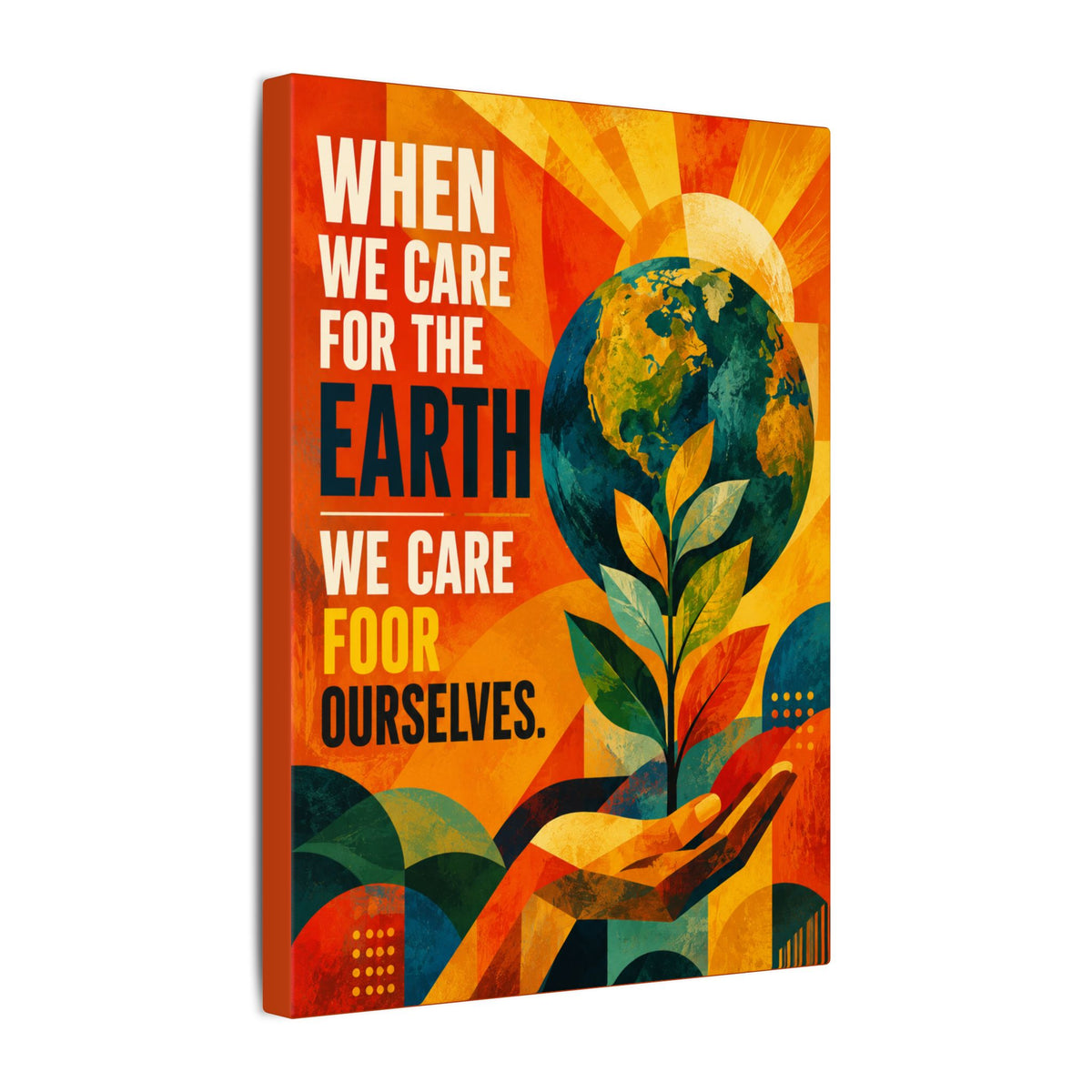 "WHEN WE CARE FOR EARTH, WE CARE FOR OUR SELVES" (Contemporary Abstract art). Earthsmart Eco Wall Art.