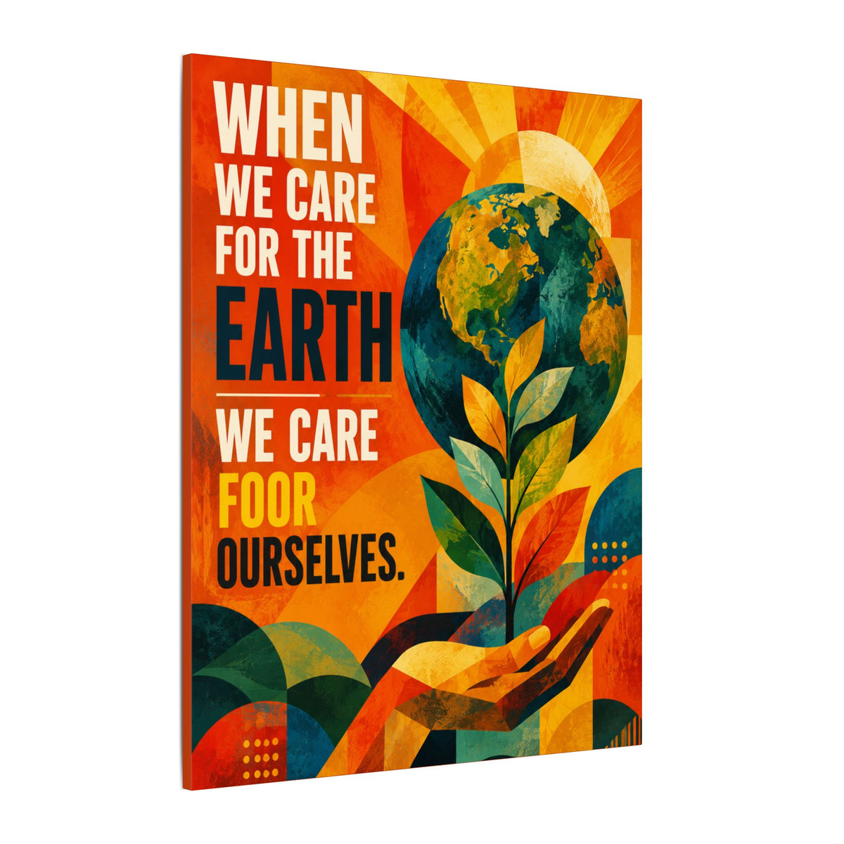 "WHEN WE CARE FOR EARTH, WE CARE FOR OUR SELVES" (Contemporary Abstract art). Earthsmart Eco Wall Art.