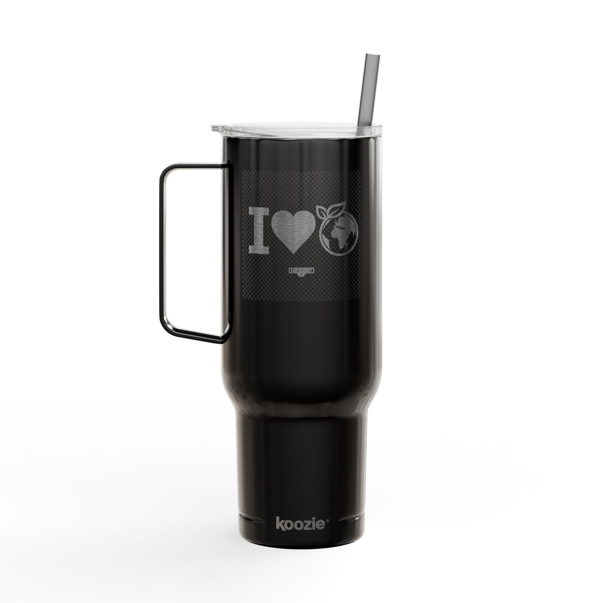 EARTHSMART Engraved Tumbler — 'I LOVE EARTH' RECYCLED STEEL & 100% RECYCLED PLASTIC. (1.8L - 40oz).