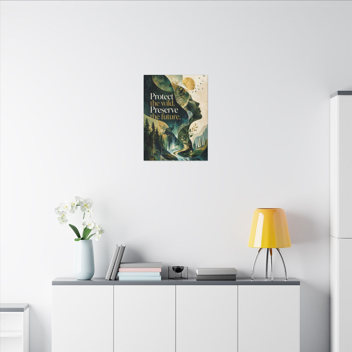 "PROTECT THE WILD PRESERVE THE FUTURE" (Abstract art style). Earthsmart Eco Canvas Wall Art (Matte Stretched Print).