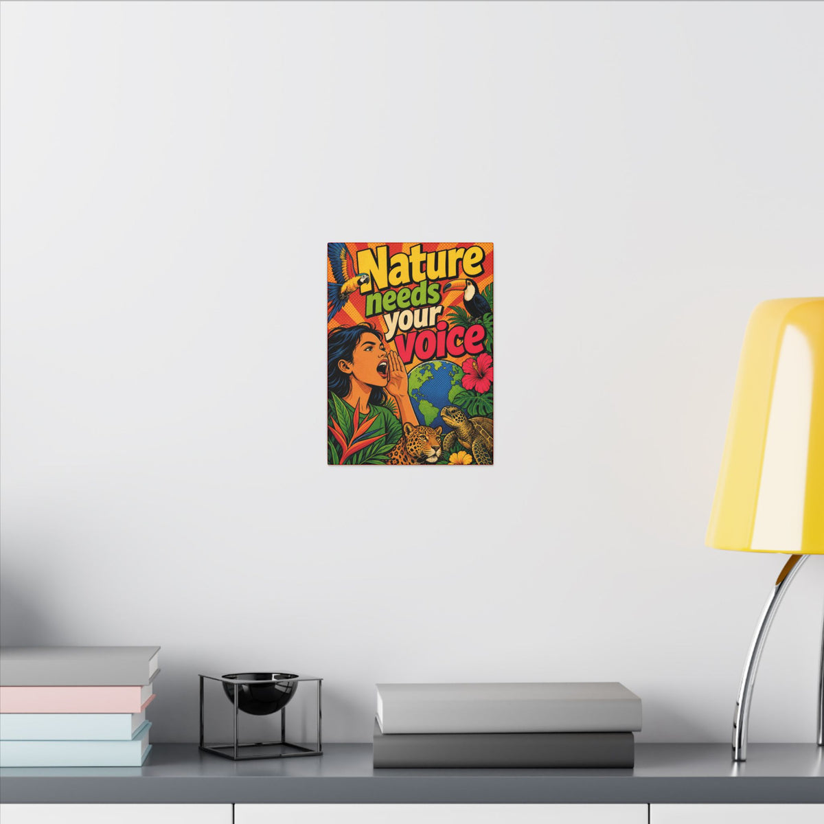 "NATURE NEEDS YOUR VOICE" (Pop art style). Earthsmart Eco Canvas Wall Art (Matte Stretched Print).