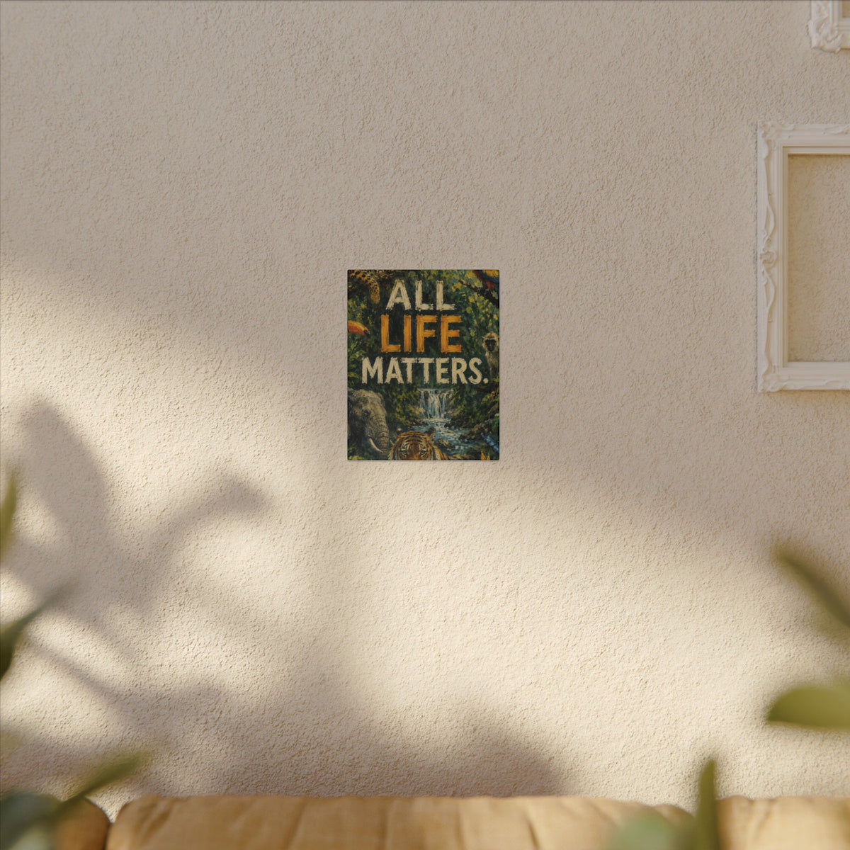 "ALL LIFE MATTERS" (Impressionist art style) — Earthsmart Canvas Wall Art. Jungle Wildlife. (Matte Stretched Print)