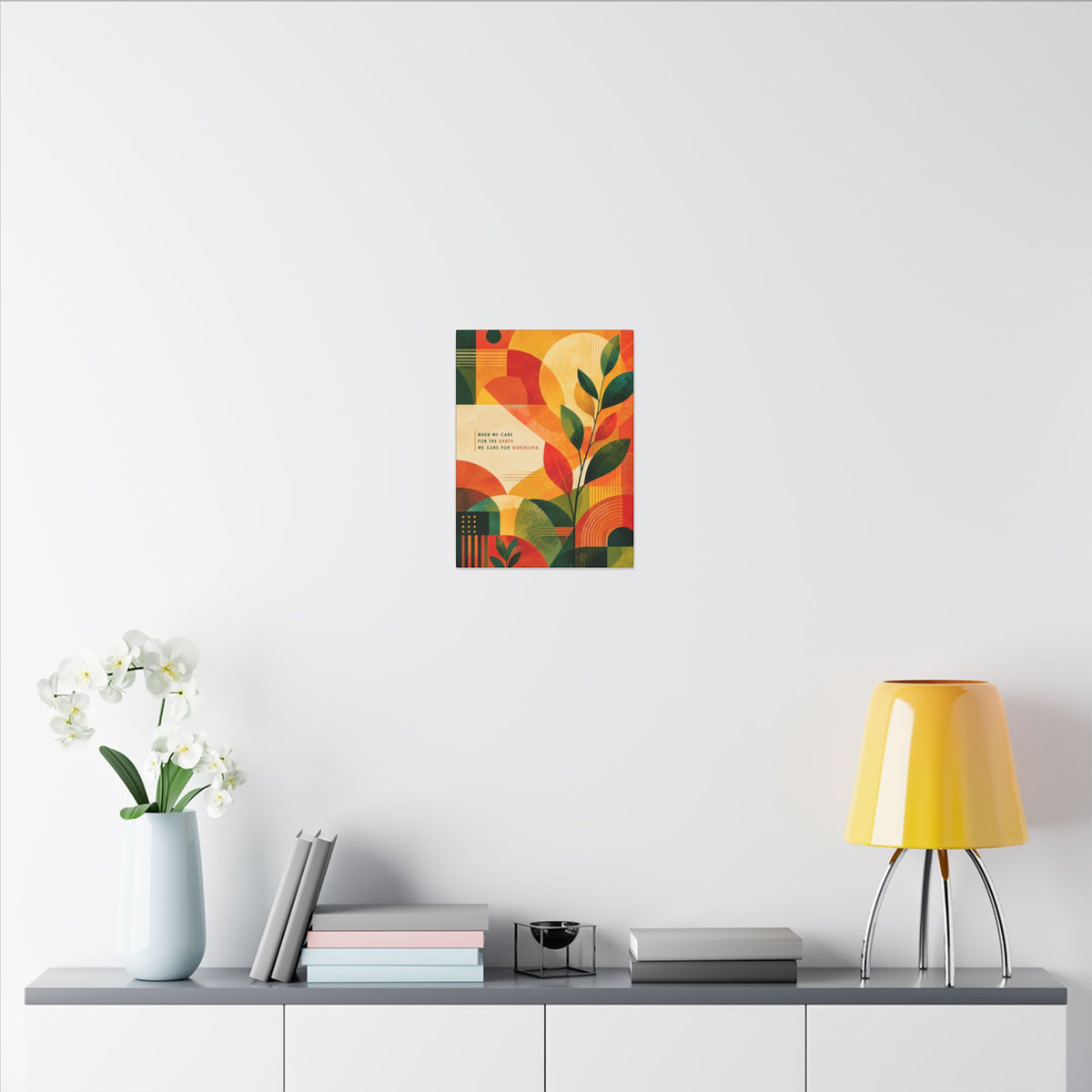 "WHEN WE CARE FOR EARTH, WE CARE FOR OURSELVES" (Botanical Abstract art). Earthsmart Eco Wall Art.
