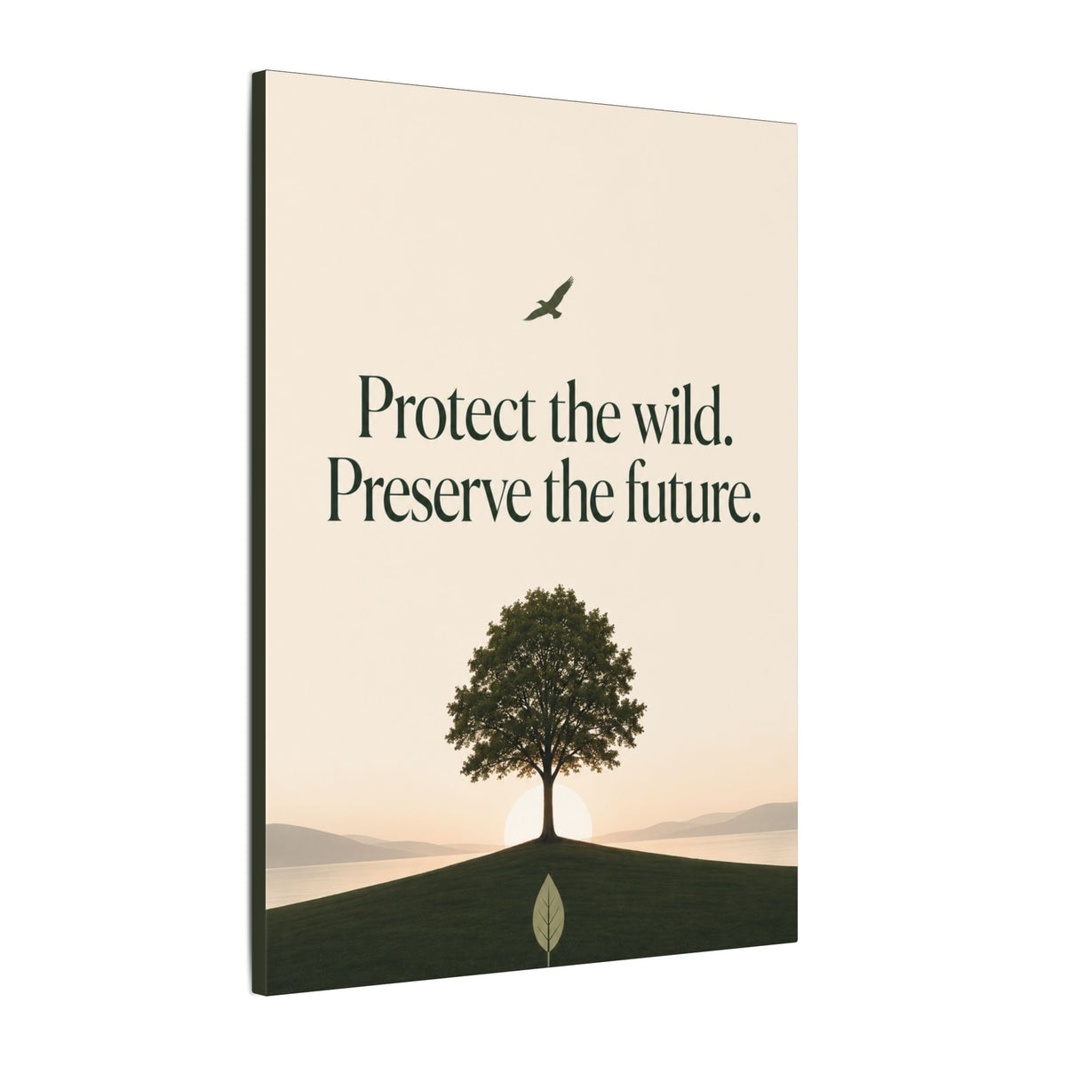 "PROTECT THE WILD PRESERVE THE FUTURE" (Minimalist art style). Earthsmart Eco Canvas Wall Art (Matte Stretched Print).