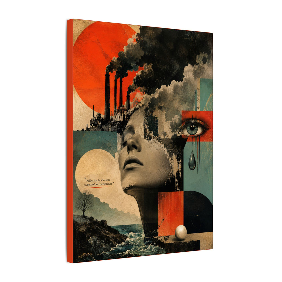 "POLLUTION IS VIOLENCE DISGUISED AS CONVENIENCE" - EARTHSMART WALL ART.