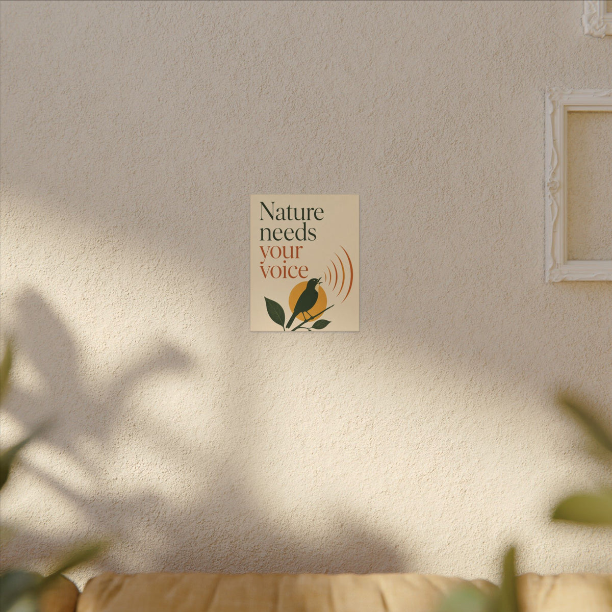 "NATURE NEEDS YOUR VOICE" (Minimalist art style). Earthsmart Eco Canvas Wall Art (Matte Stretched Print).