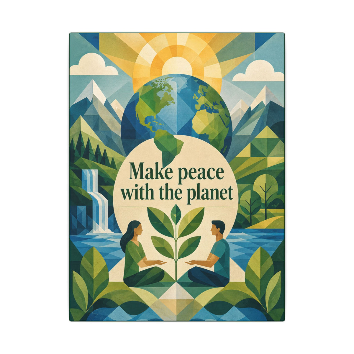 Copy of "MAKE PEACE WITH THE PLANET" (Minimalist art style). Earthsmart Eco Canvas Wall Art (Matte Stretched Print).