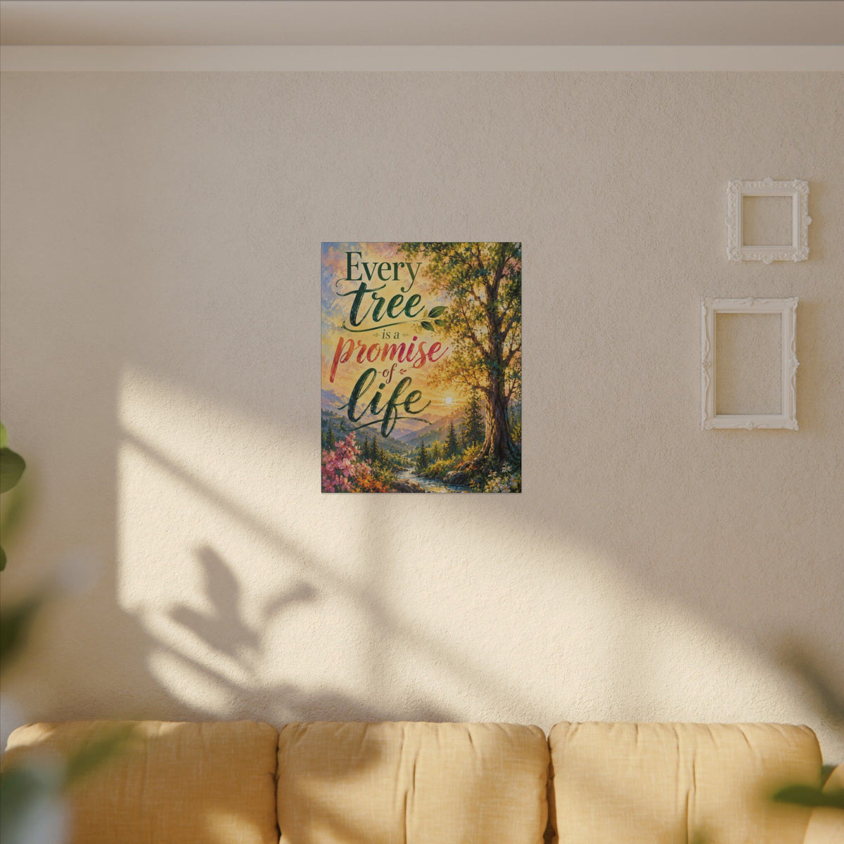 "EVERY TREE IS A PROMISE OF LIFE" (Impressionist art style). Earthsmart Eco Wall Art. (Stretched Canvas Print).