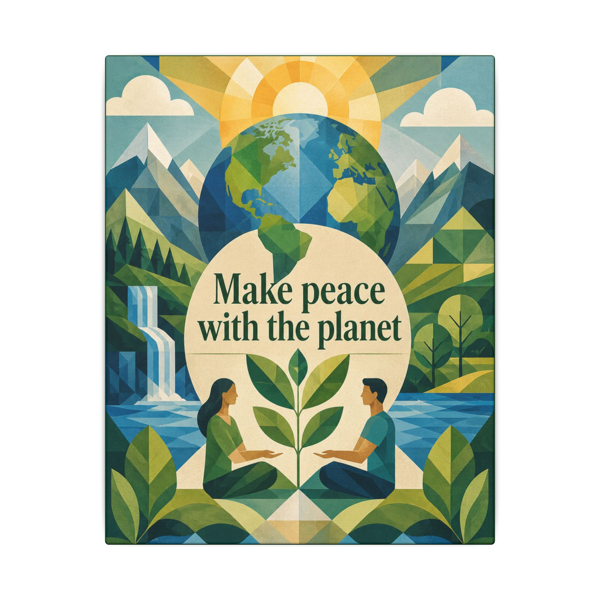 Copy of "MAKE PEACE WITH THE PLANET" (Minimalist art style). Earthsmart Eco Canvas Wall Art (Matte Stretched Print).
