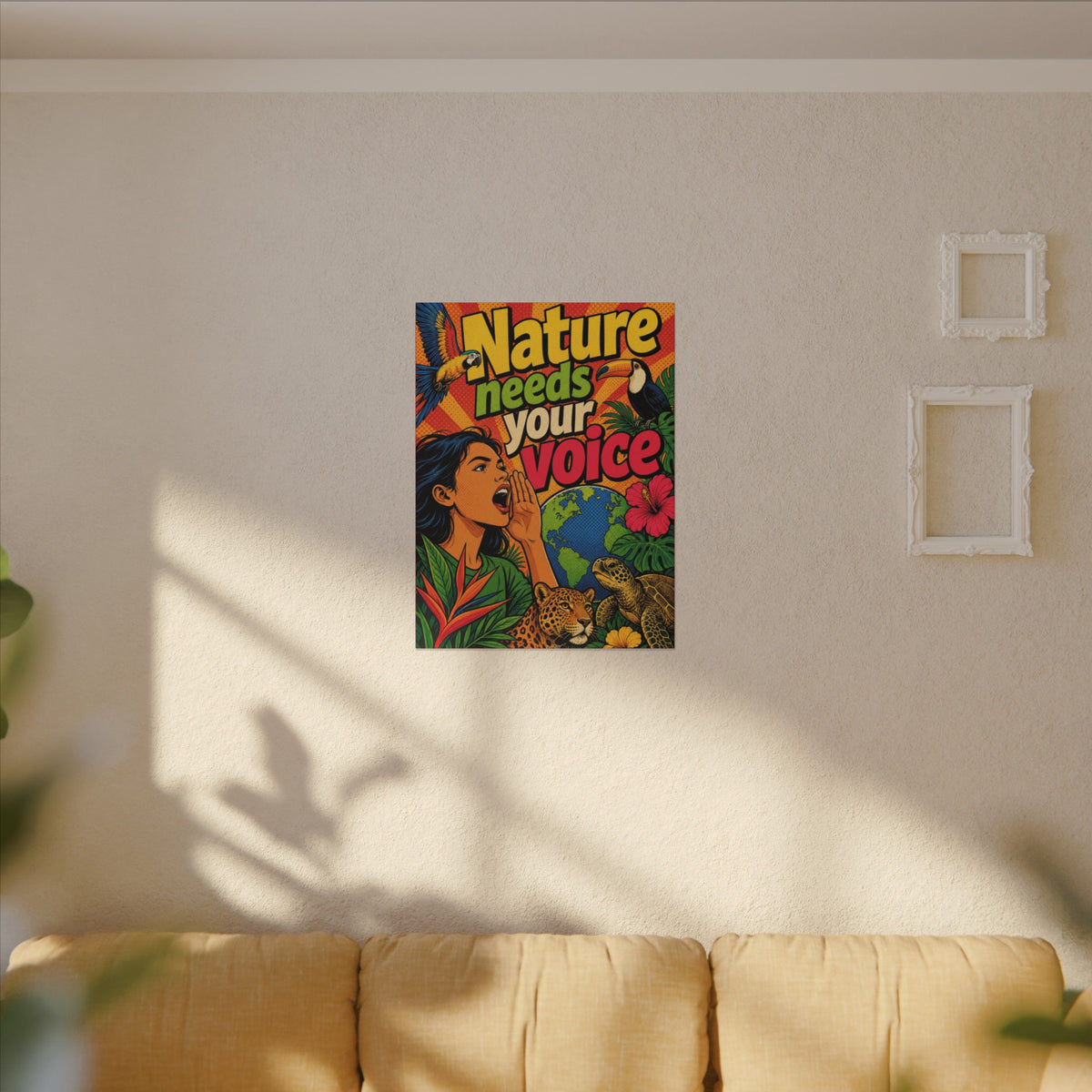"NATURE NEEDS YOUR VOICE" (Pop art style). Earthsmart Eco Canvas Wall Art (Matte Stretched Print).