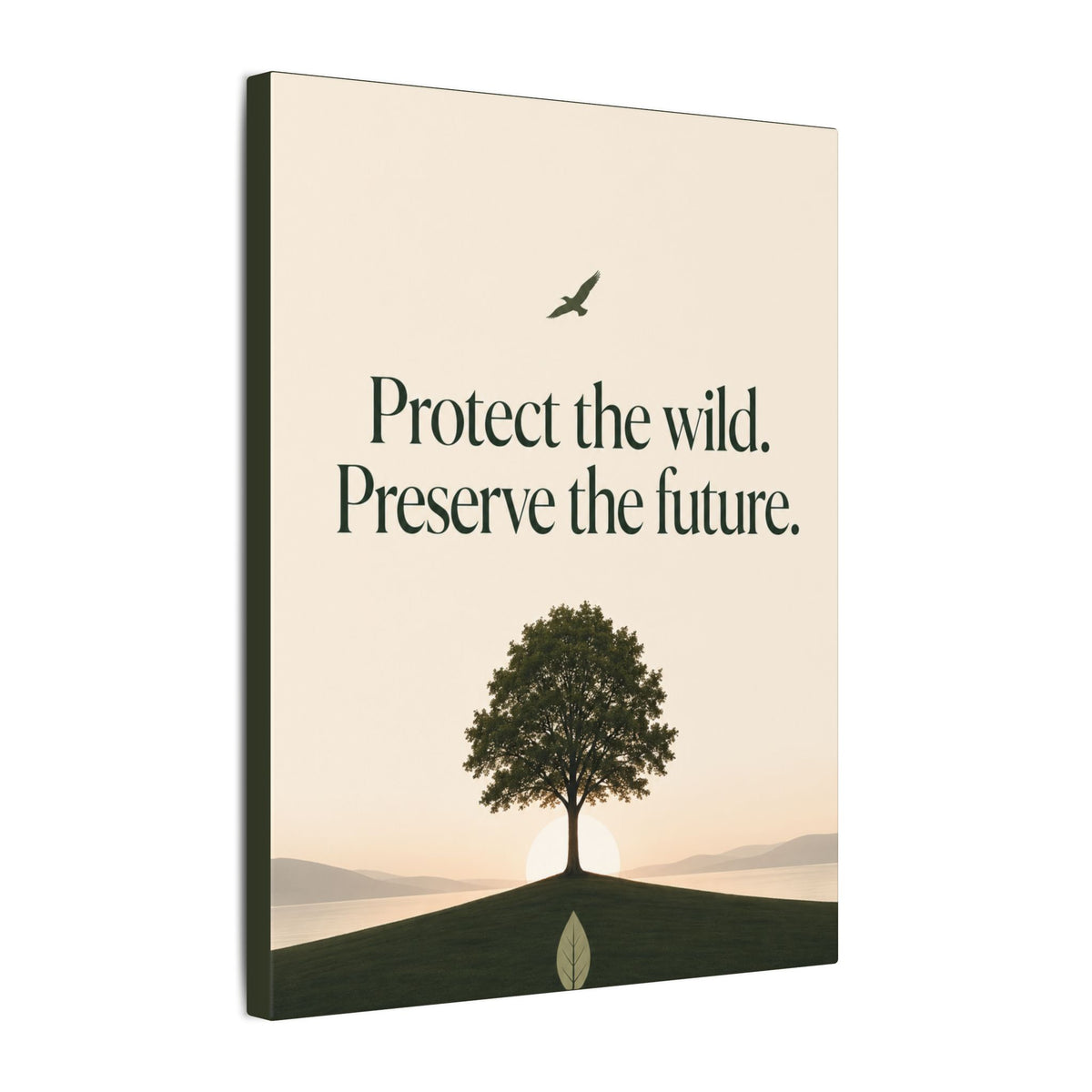 "PROTECT THE WILD PRESERVE THE FUTURE" (Minimalist art style). Earthsmart Eco Canvas Wall Art (Matte Stretched Print).