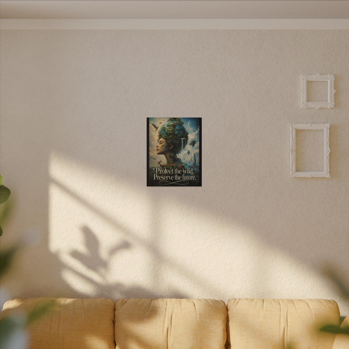 "PROTECT THE WILD PRESERVE THE FUTURE" (Surrealist art style). Earthsmart Eco Canvas Wall Art (Matte Stretched Print).