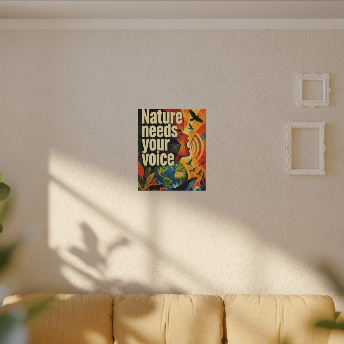 "NATURE NEEDS YOUR VOICE" (Contemporary art style). Earthsmart Eco Canvas Wall Art (Matte Stretched Print).