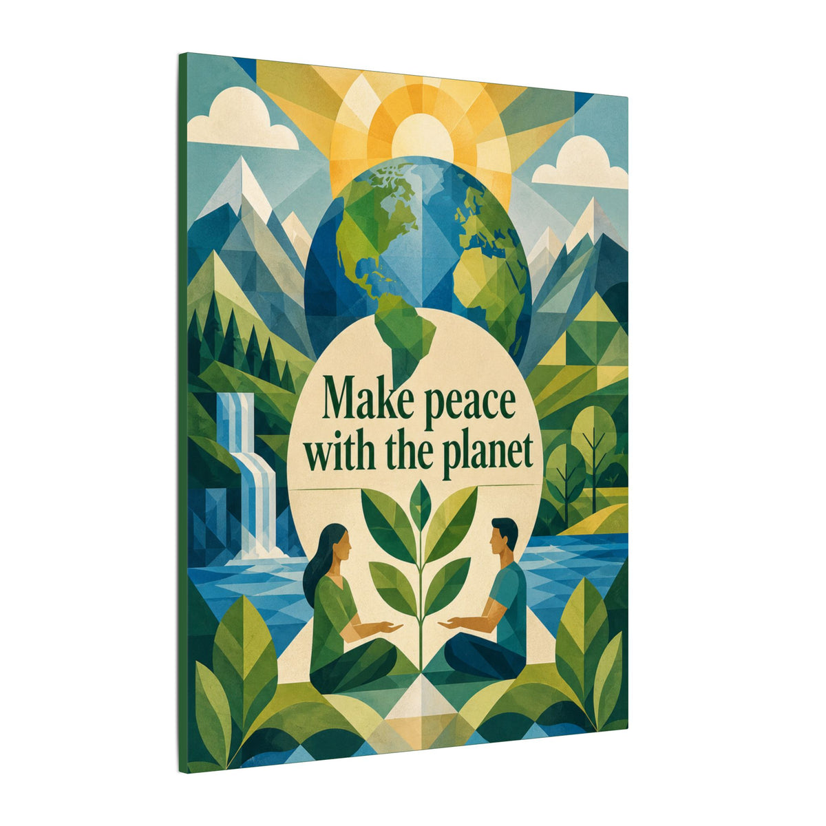 Copy of "MAKE PEACE WITH THE PLANET" (Minimalist art style). Earthsmart Eco Canvas Wall Art (Matte Stretched Print).