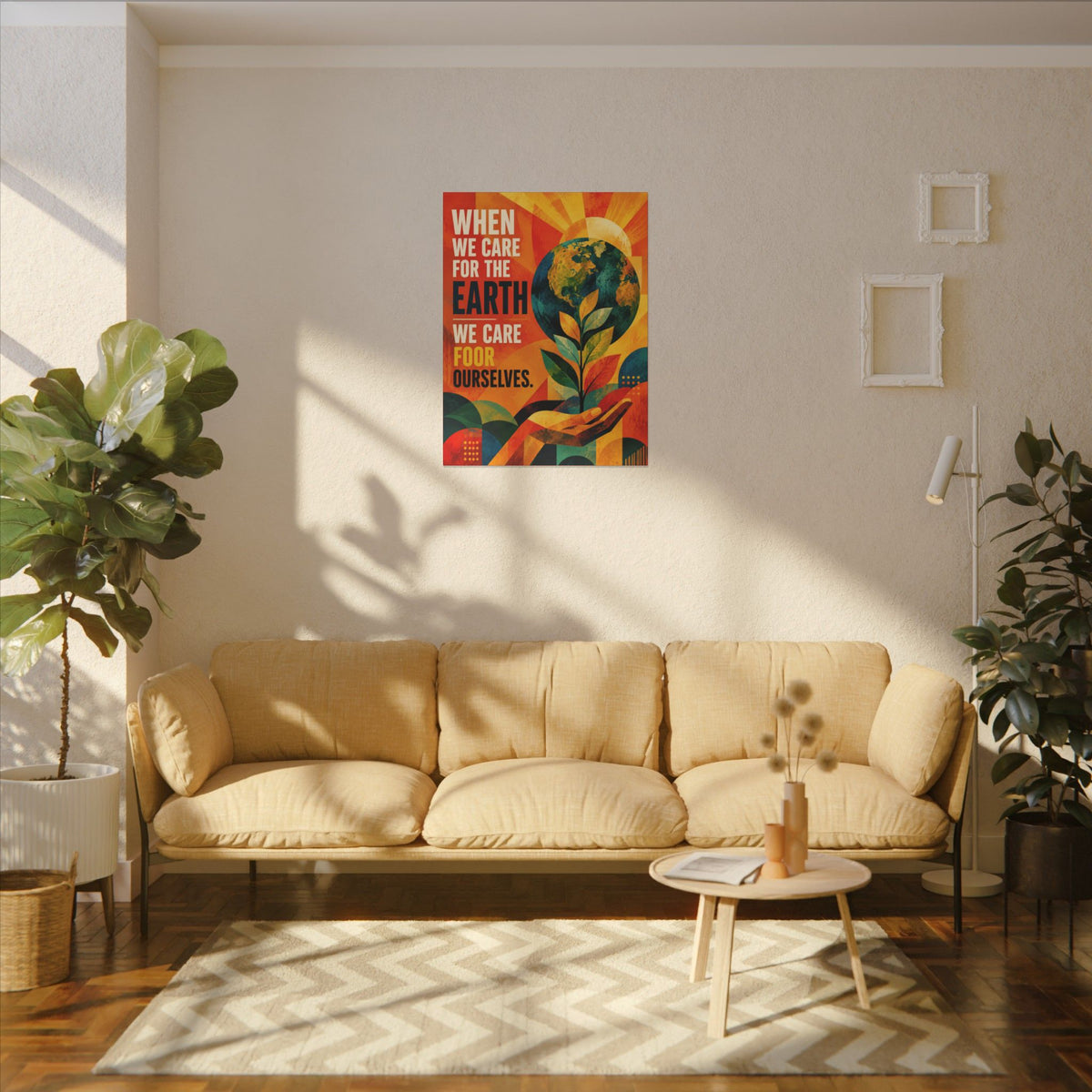 "WHEN WE CARE FOR EARTH, WE CARE FOR OUR SELVES" (Contemporary Abstract art). Earthsmart Eco Wall Art.