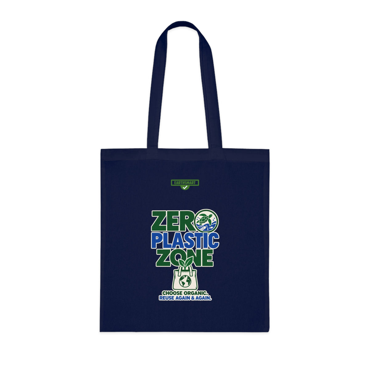 EARTHSMART 'ZERO PLASTIC ZONE' ECO TOTE BAG. 100% COTTON — (38cm x 42cm).