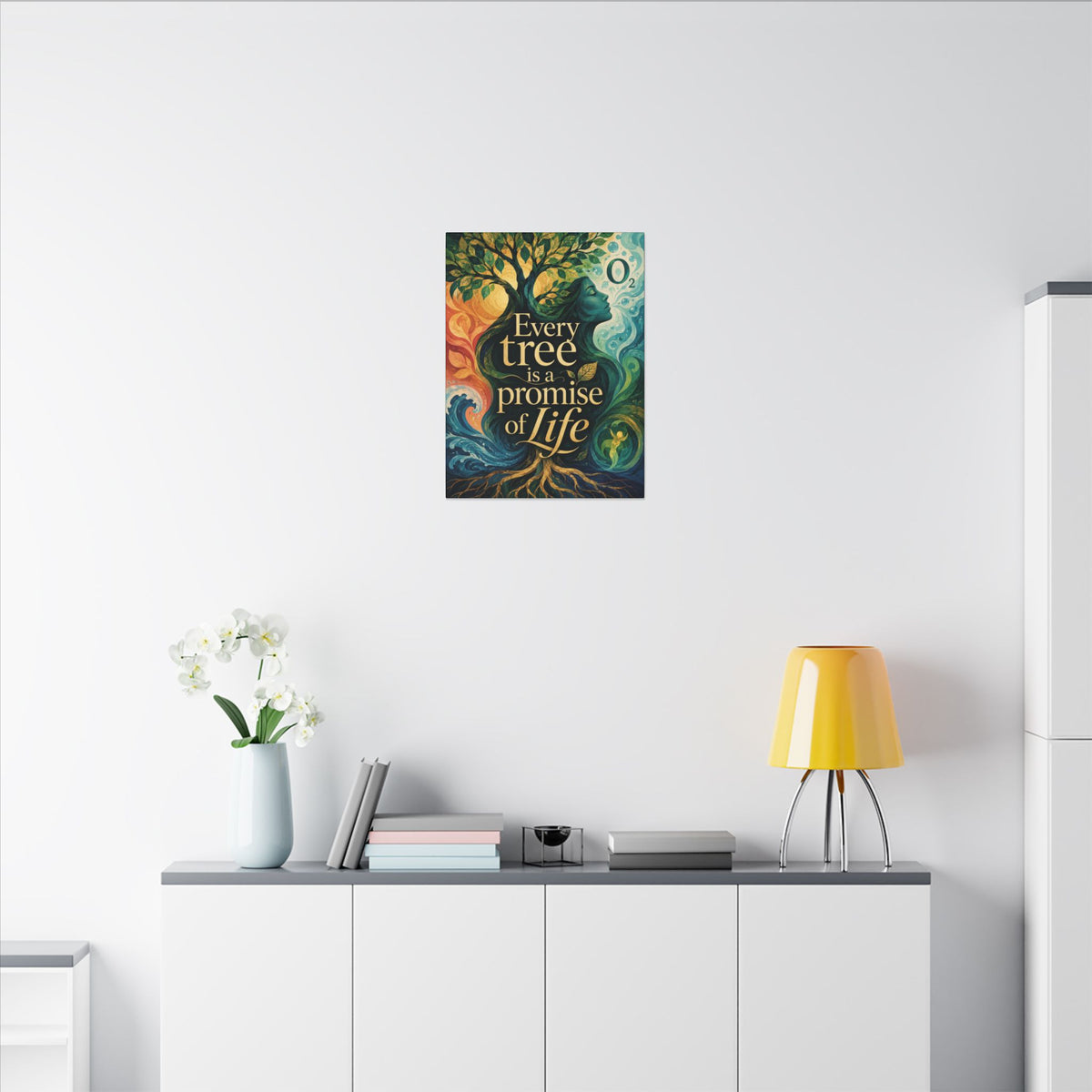 "EVERY TREE IS A PROMISE OF LIFE" (Contemporary art style). Earthsmart Eco Canvas Wall Art (Matte Stretched Print).