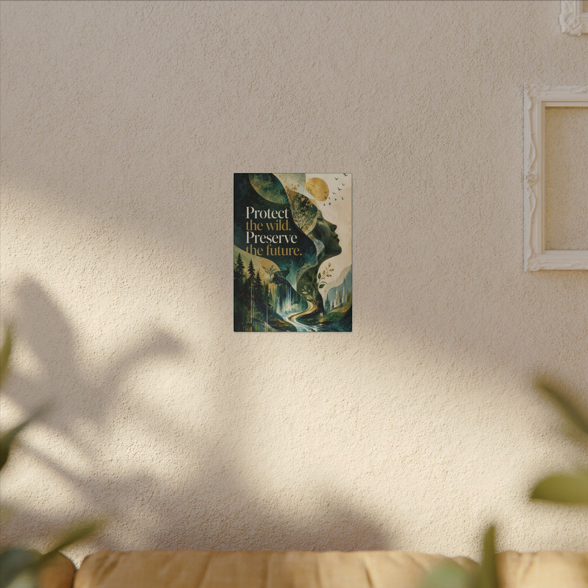 "PROTECT THE WILD PRESERVE THE FUTURE" (Abstract art style). Earthsmart Eco Canvas Wall Art (Matte Stretched Print).