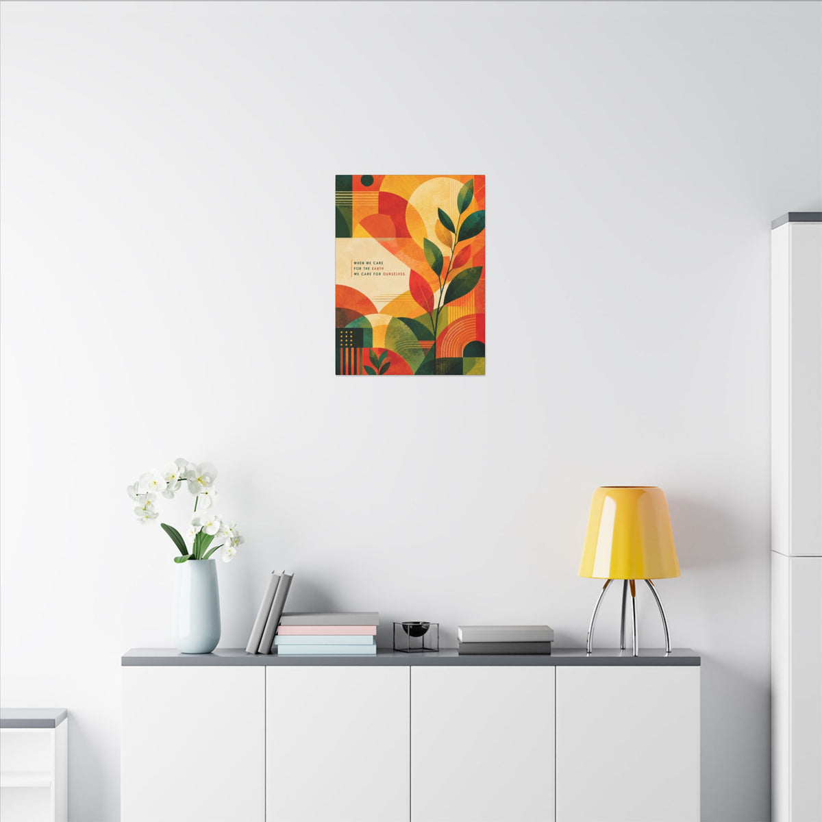 "WHEN WE CARE FOR EARTH, WE CARE FOR OURSELVES" (Botanical Abstract art). Earthsmart Eco Wall Art.