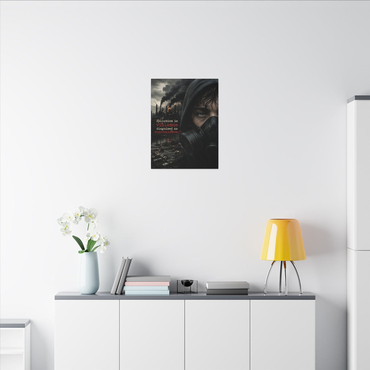 "POLLUTION IS VIOLENCE DISGUISED AS CONVENIENCE" (Dark Reality) - Earthsmart Canvas Wall Art.