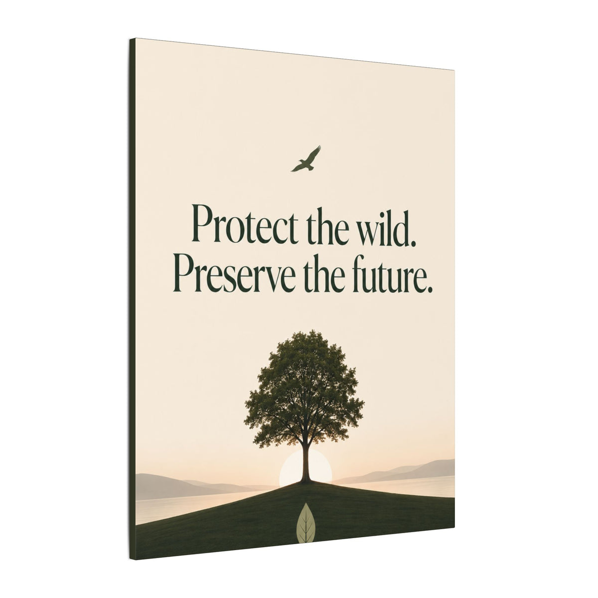 "PROTECT THE WILD PRESERVE THE FUTURE" (Minimalist art style). Earthsmart Eco Canvas Wall Art (Matte Stretched Print).
