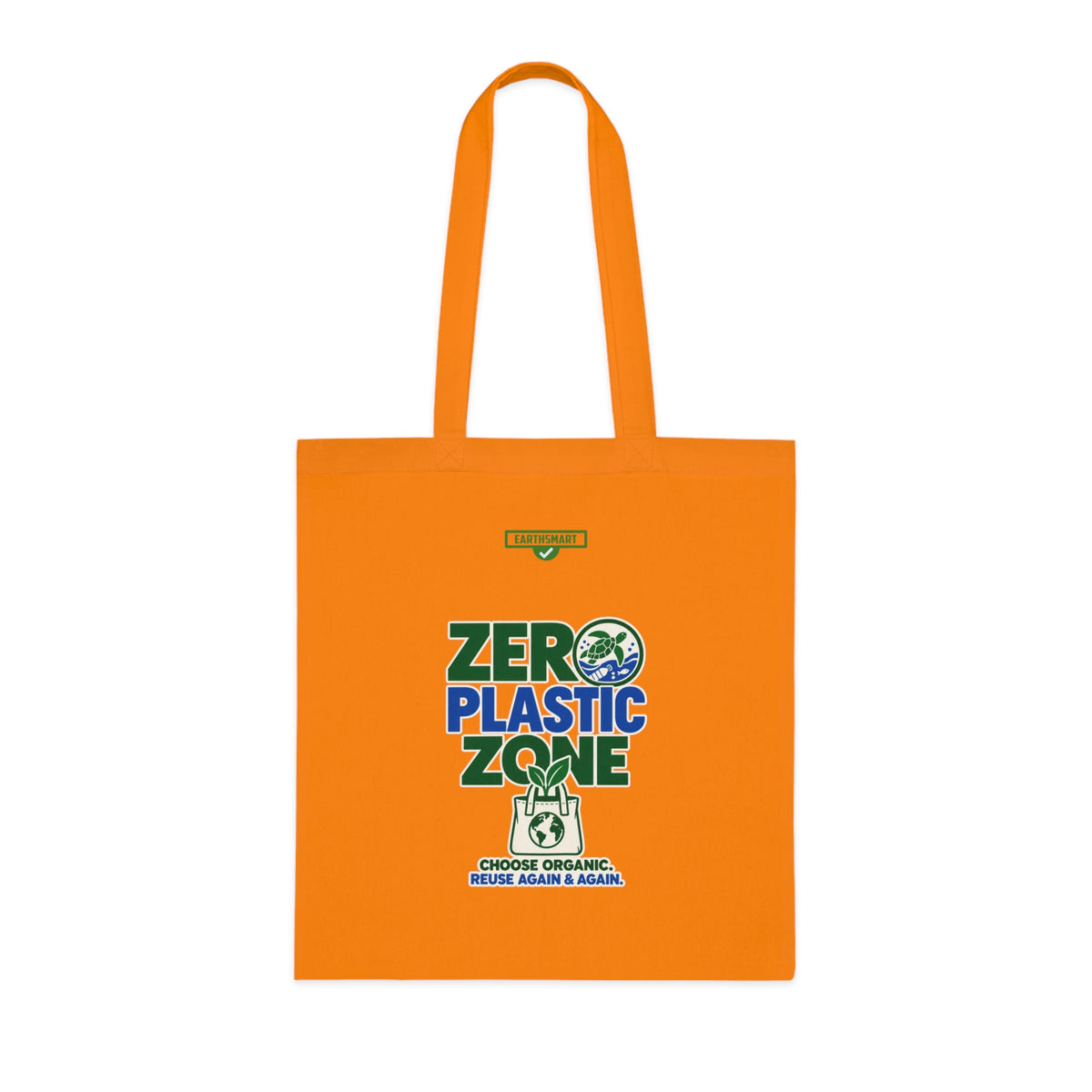 EARTHSMART 'ZERO PLASTIC ZONE' ECO TOTE BAG. 100% COTTON — (38cm x 42cm).