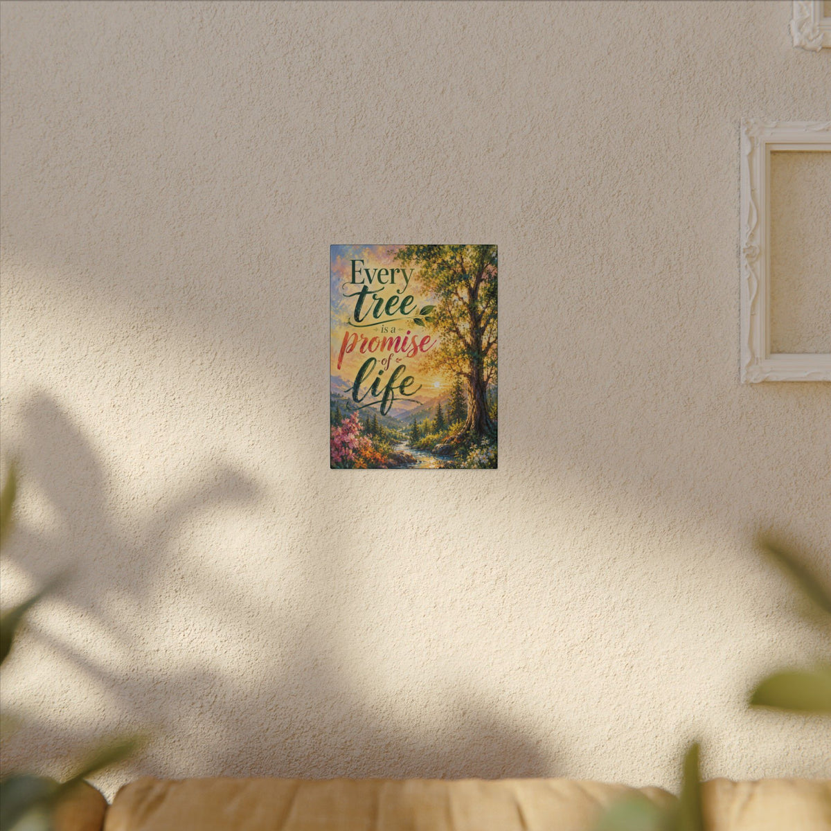 "EVERY TREE IS A PROMISE OF LIFE" (Impressionist art style). Earthsmart Eco Wall Art. (Stretched Canvas Print).
