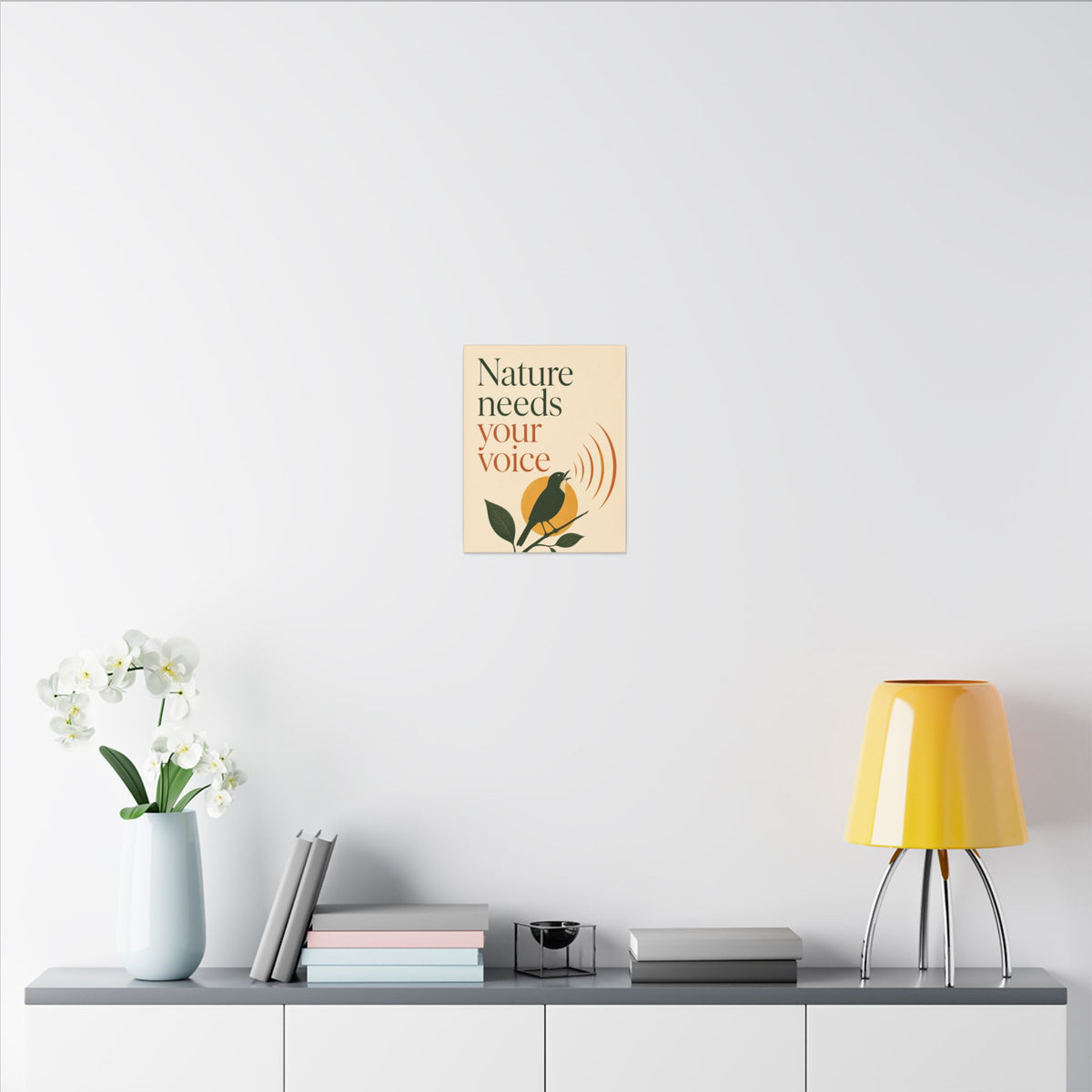 "NATURE NEEDS YOUR VOICE" (Minimalist art style). Earthsmart Eco Canvas Wall Art (Matte Stretched Print).