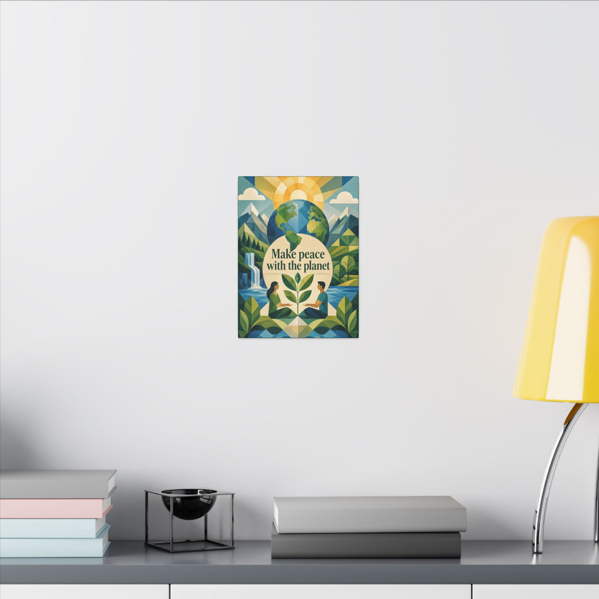 Copy of "MAKE PEACE WITH THE PLANET" (Minimalist art style). Earthsmart Eco Canvas Wall Art (Matte Stretched Print).