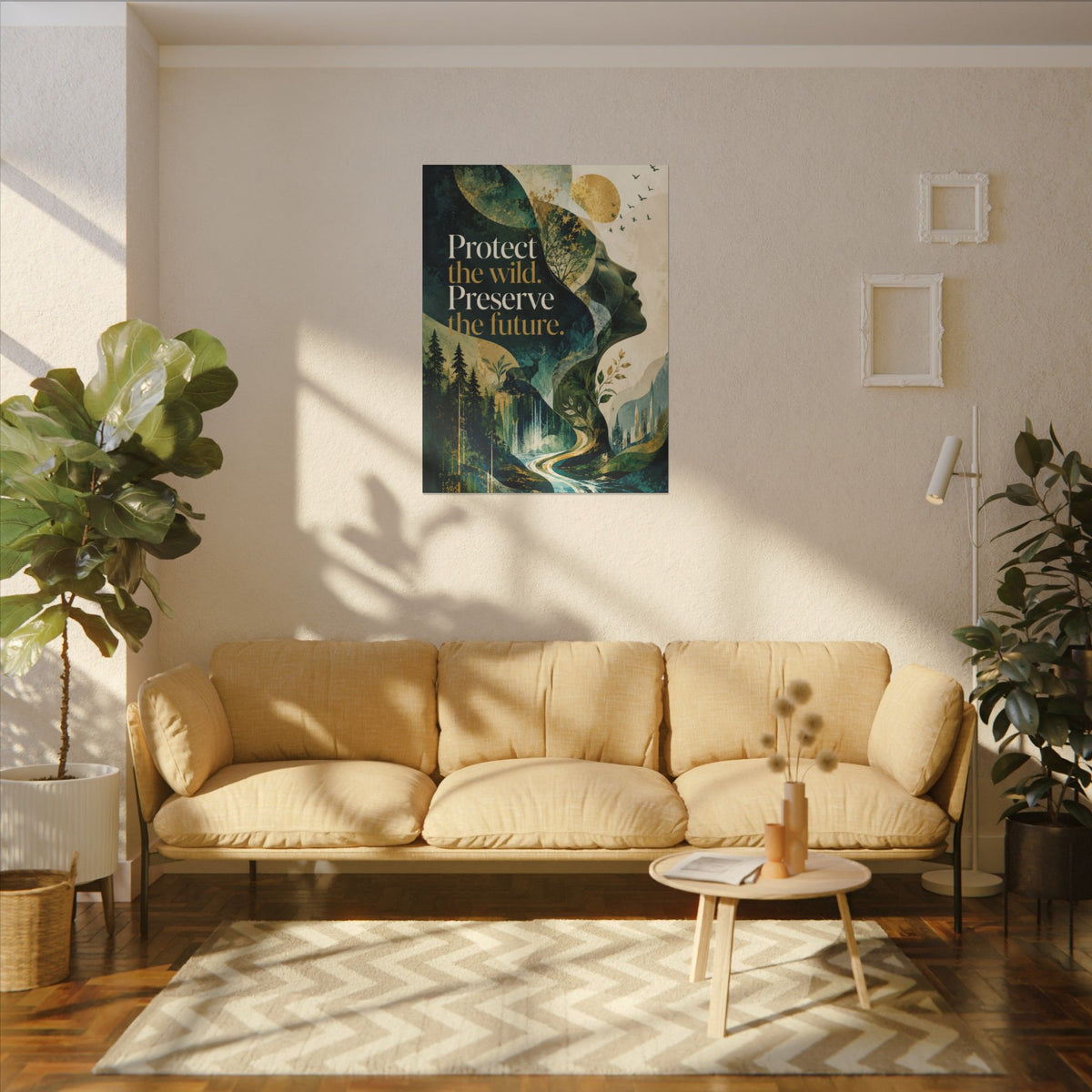 "PROTECT THE WILD PRESERVE THE FUTURE" (Abstract art style). Earthsmart Eco Canvas Wall Art (Matte Stretched Print).