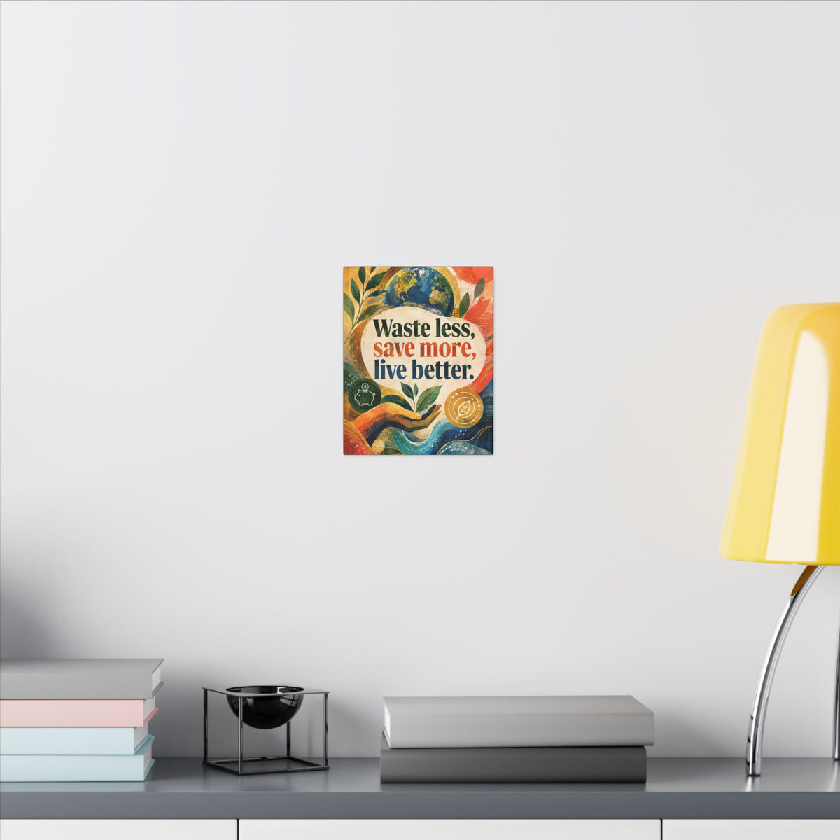 "WASTE LESS, SAVE MORE, LIVE BETTER". – Inspirational Eco Canvas