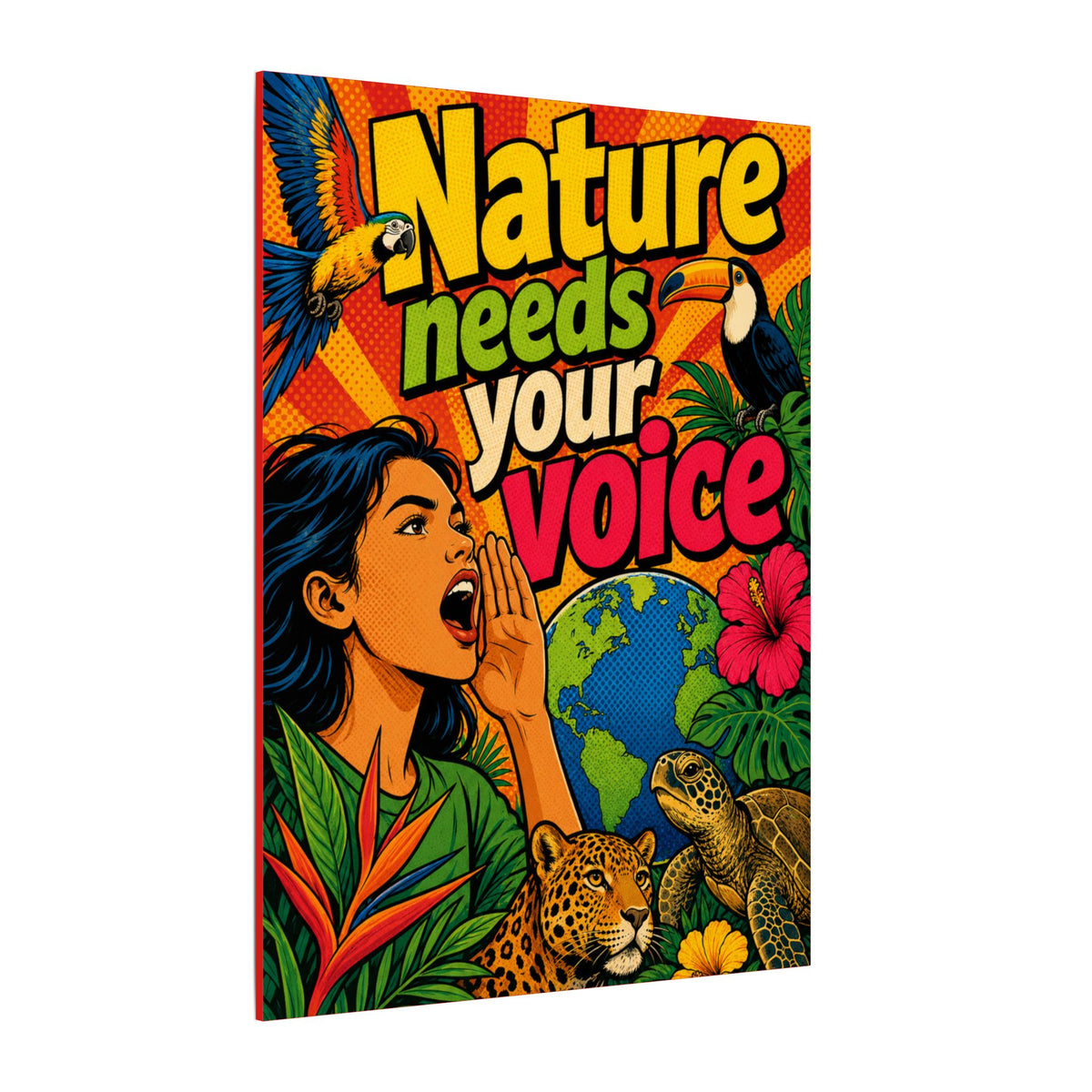 "NATURE NEEDS YOUR VOICE" (Pop art style). Earthsmart Eco Canvas Wall Art (Matte Stretched Print).