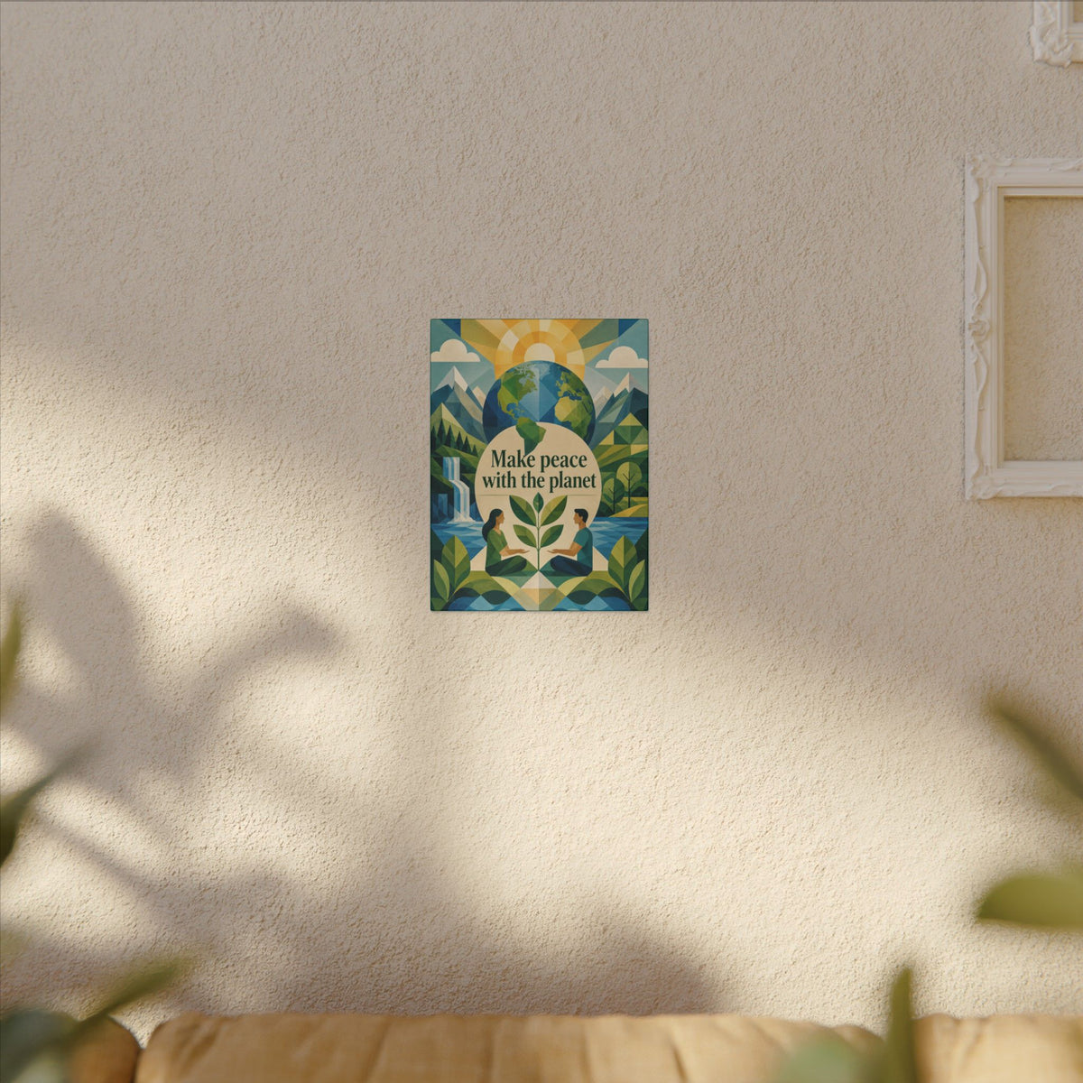 Copy of "MAKE PEACE WITH THE PLANET" (Minimalist art style). Earthsmart Eco Canvas Wall Art (Matte Stretched Print).