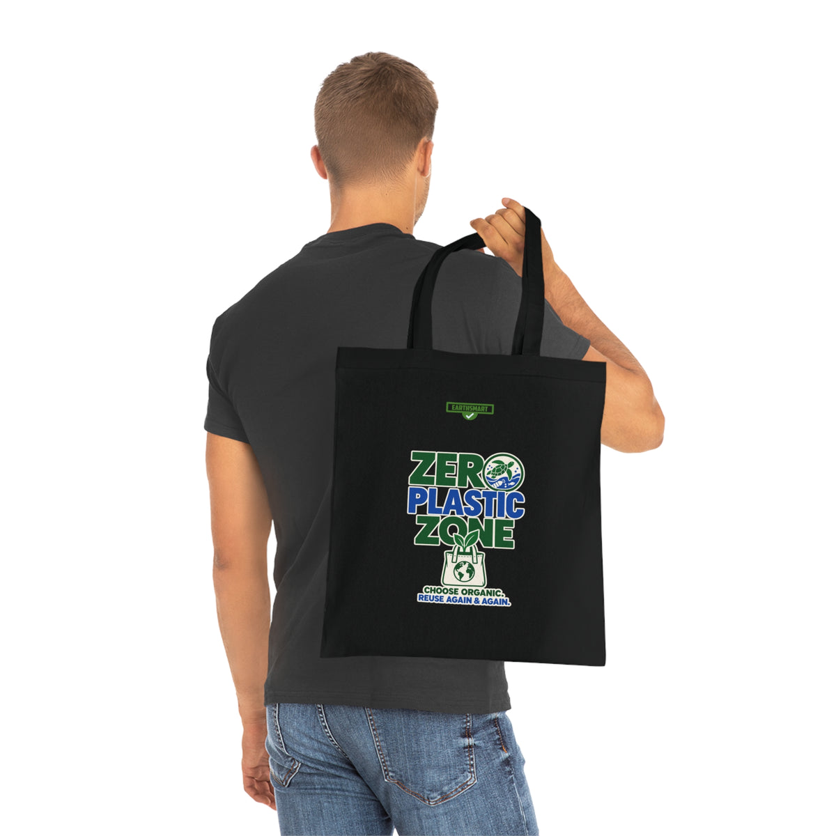 EARTHSMART 'ZERO PLASTIC ZONE' ECO TOTE BAG. 100% COTTON — (38cm x 42cm).