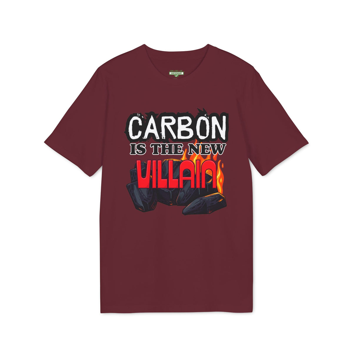 Earthsmart 'EARTH MOOD' Tee — "CARBON IS THE NEW VILLIAN". (UNISEX).