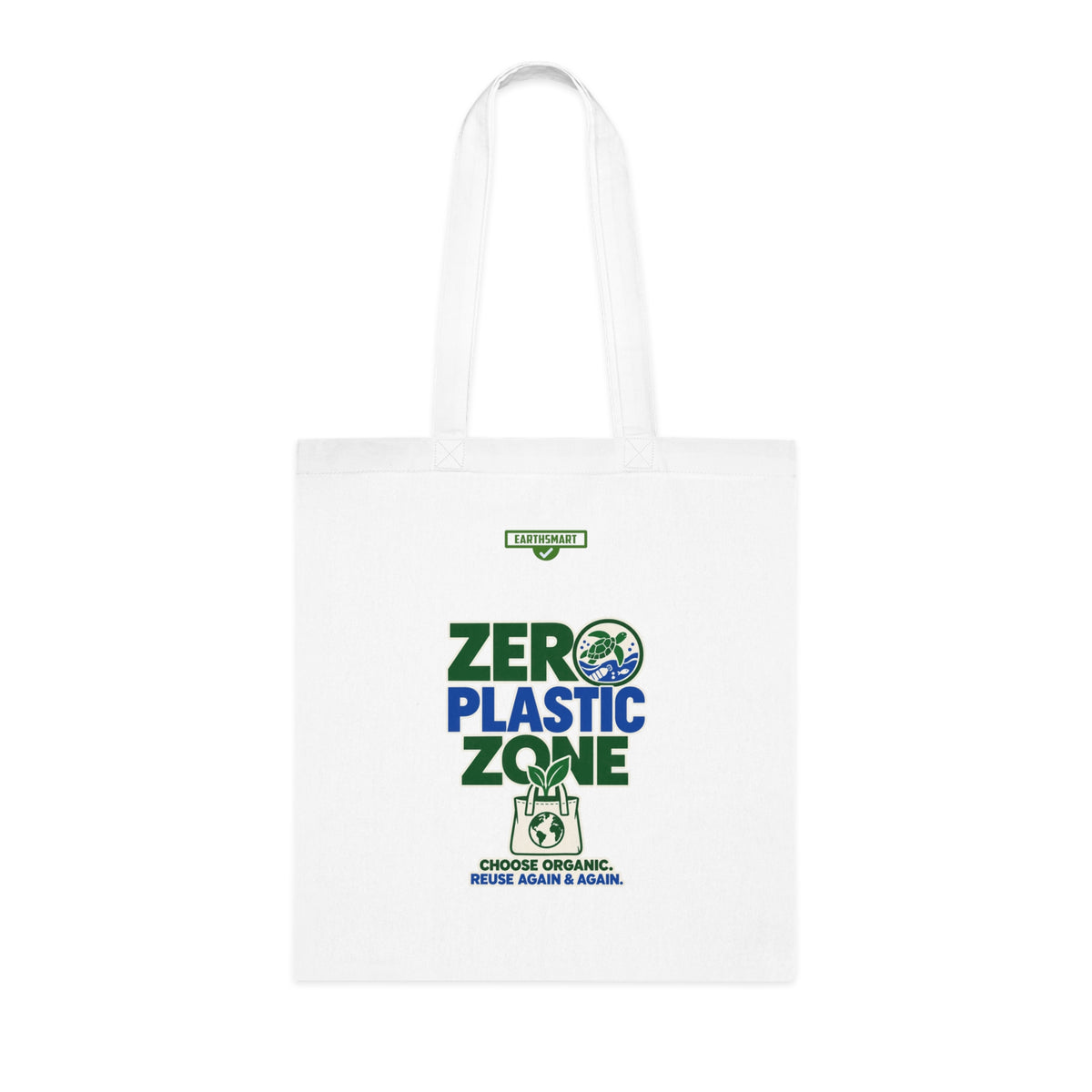 EARTHSMART 'ZERO PLASTIC ZONE' ECO TOTE BAG. 100% COTTON — (38cm x 42cm).