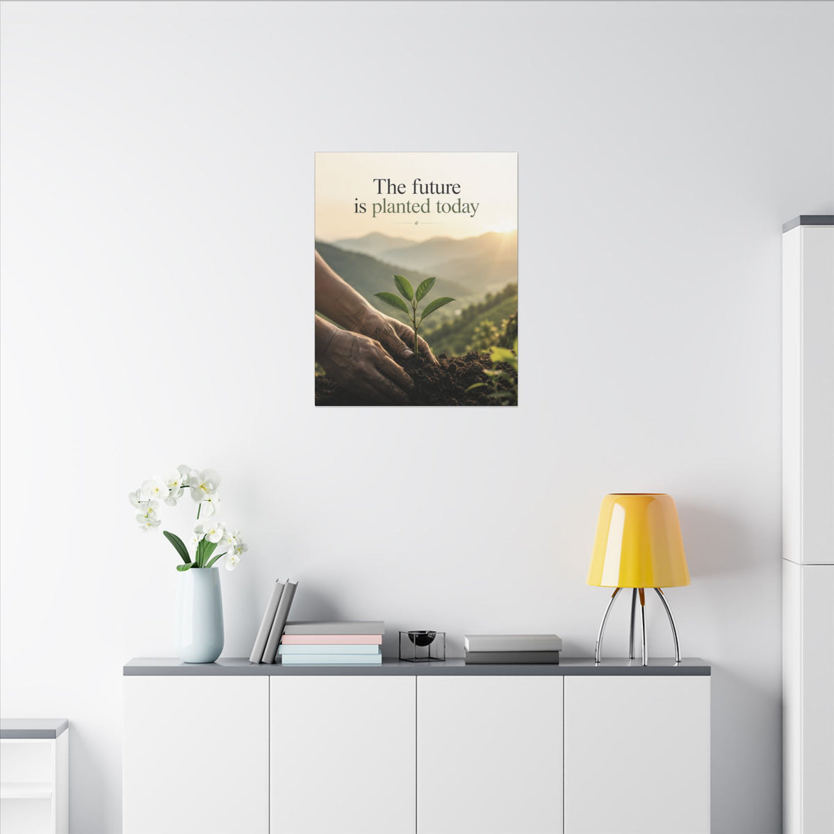 "THE FUTURE IS PLANTED TODAY". Earthsmart Eco Canvas Wall Art (Matte Stretched Print).