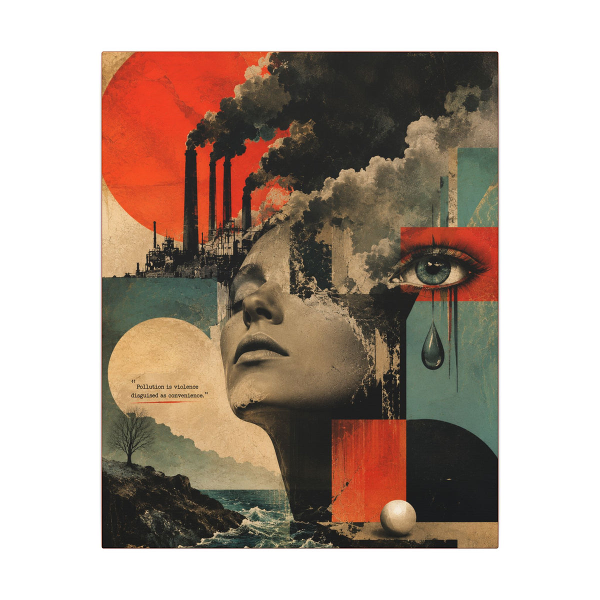 "POLLUTION IS VIOLENCE DISGUISED AS CONVENIENCE" - EARTHSMART WALL ART.