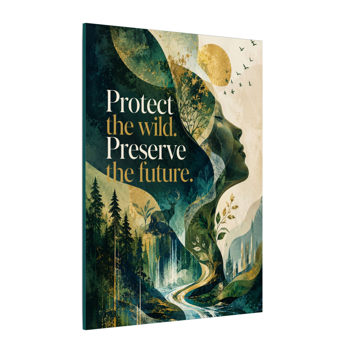 "PROTECT THE WILD PRESERVE THE FUTURE" (Abstract art style). Earthsmart Eco Canvas Wall Art (Matte Stretched Print).
