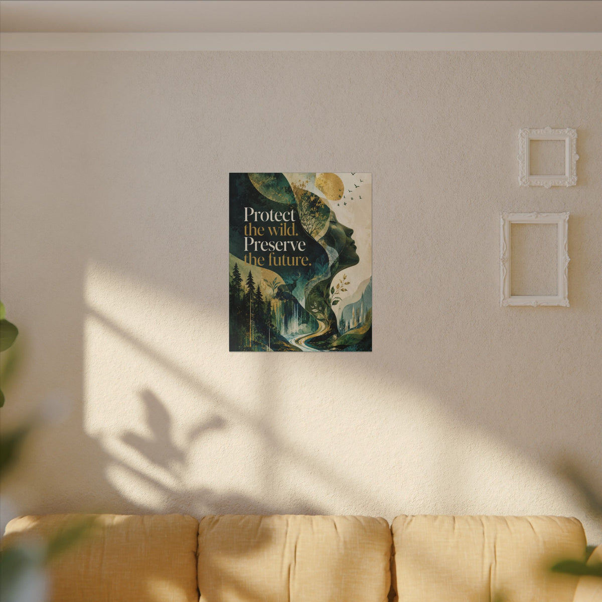 "PROTECT THE WILD PRESERVE THE FUTURE" (Abstract art style). Earthsmart Eco Canvas Wall Art (Matte Stretched Print).