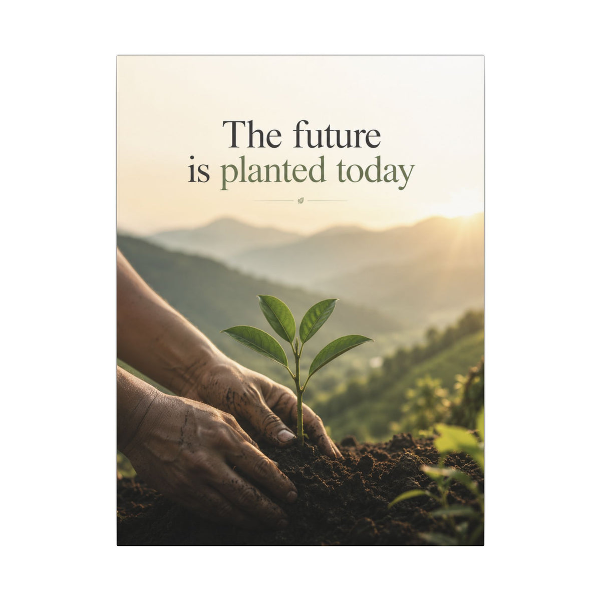 "THE FUTURE IS PLANTED TODAY". Earthsmart Eco Canvas Wall Art (Matte Stretched Print).