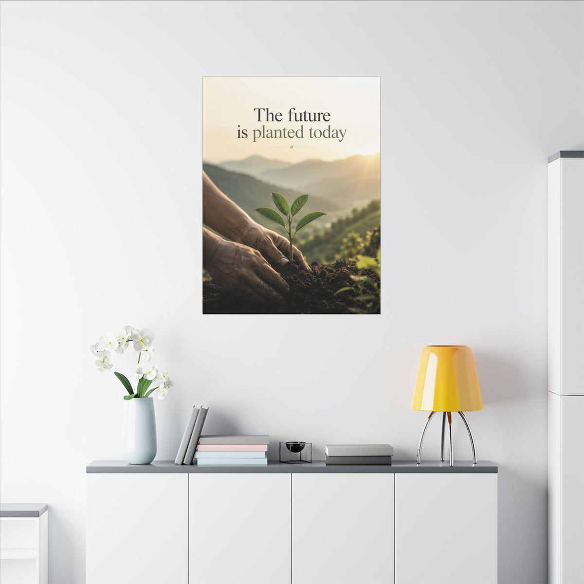 "THE FUTURE IS PLANTED TODAY". Earthsmart Eco Canvas Wall Art (Matte Stretched Print).