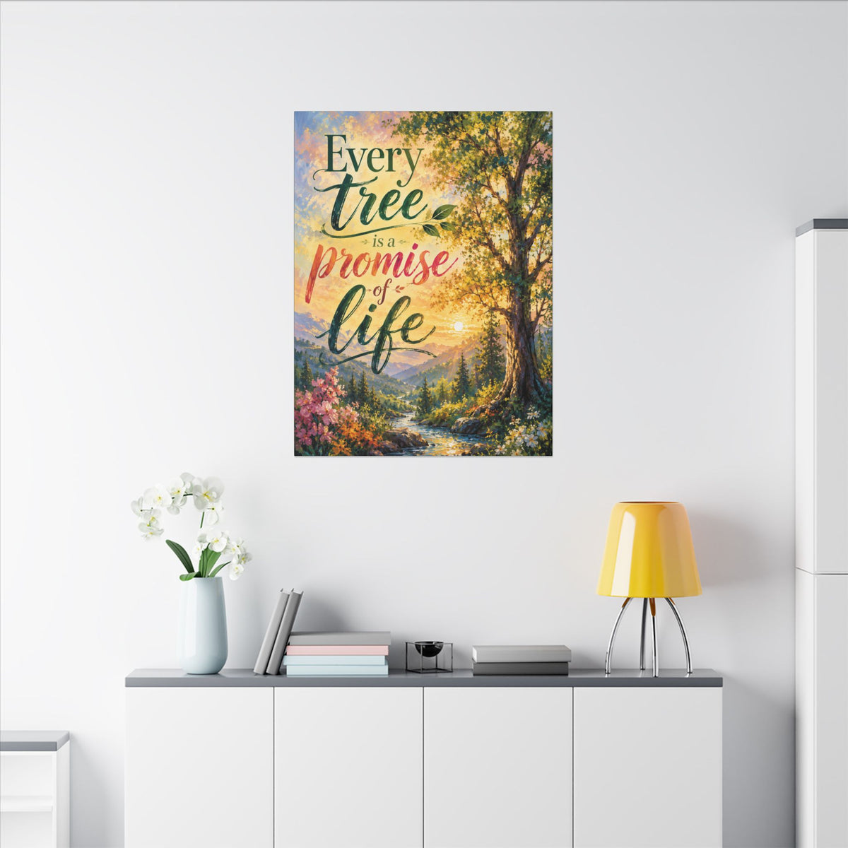 "EVERY TREE IS A PROMISE OF LIFE" (Impressionist art style). Earthsmart Eco Wall Art. (Stretched Canvas Print).
