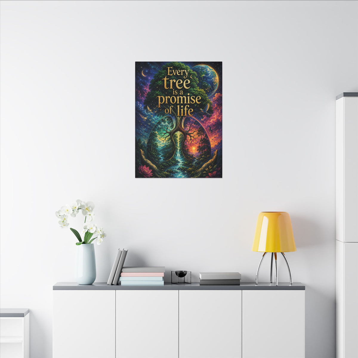 Copy of "EVERY TREE IS A PROMISE OF LIFE" (Surrealist art style). Earthsmart Eco Canvas Wall Art (Matte Stretched Print).
