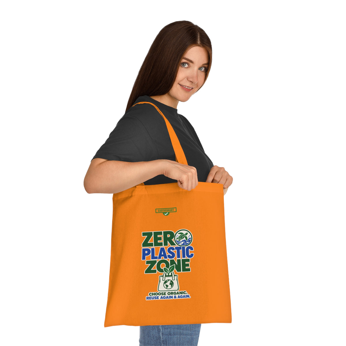 EARTHSMART 'ZERO PLASTIC ZONE' ECO TOTE BAG. 100% COTTON — (38cm x 42cm).