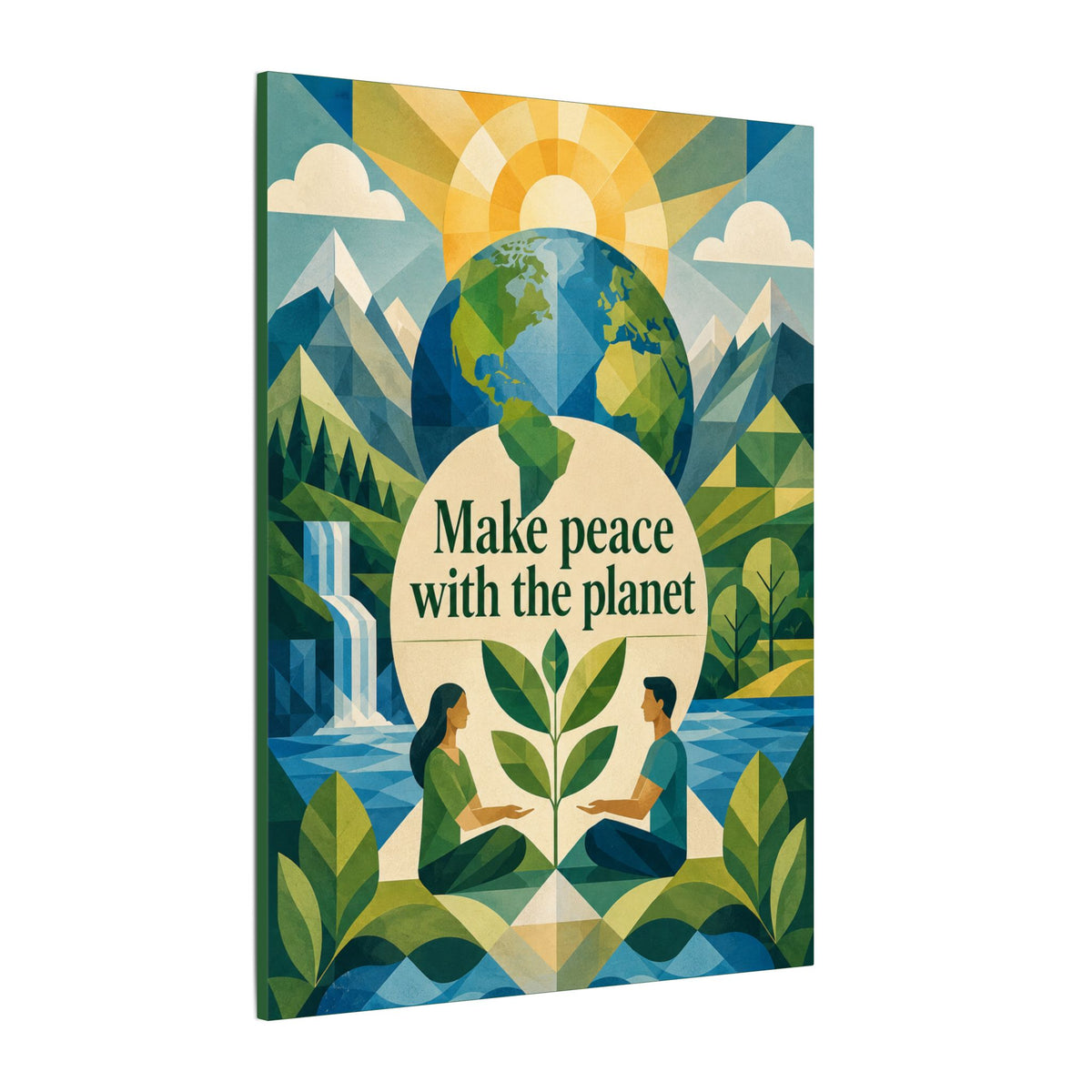 Copy of "MAKE PEACE WITH THE PLANET" (Minimalist art style). Earthsmart Eco Canvas Wall Art (Matte Stretched Print).