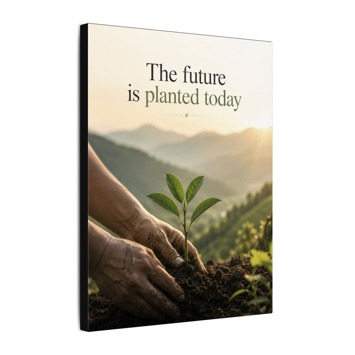 "THE FUTURE IS PLANTED TODAY". Earthsmart Eco Canvas Wall Art (Matte Stretched Print).